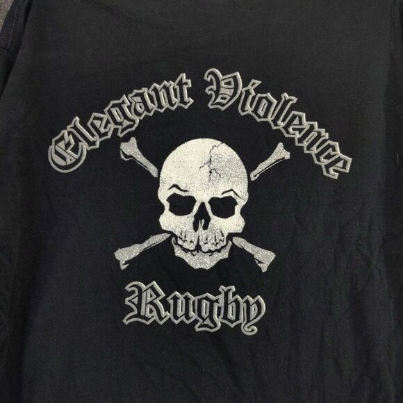 Rugby Elegant Violence Long Sleeve T-shirt Mens Medium Black Embroidered - Picture 6 of 14